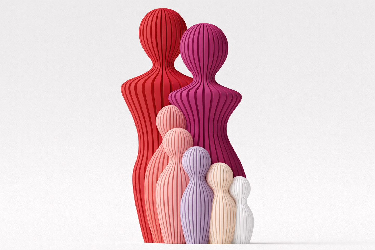 Familjeskulptur med 5 barn