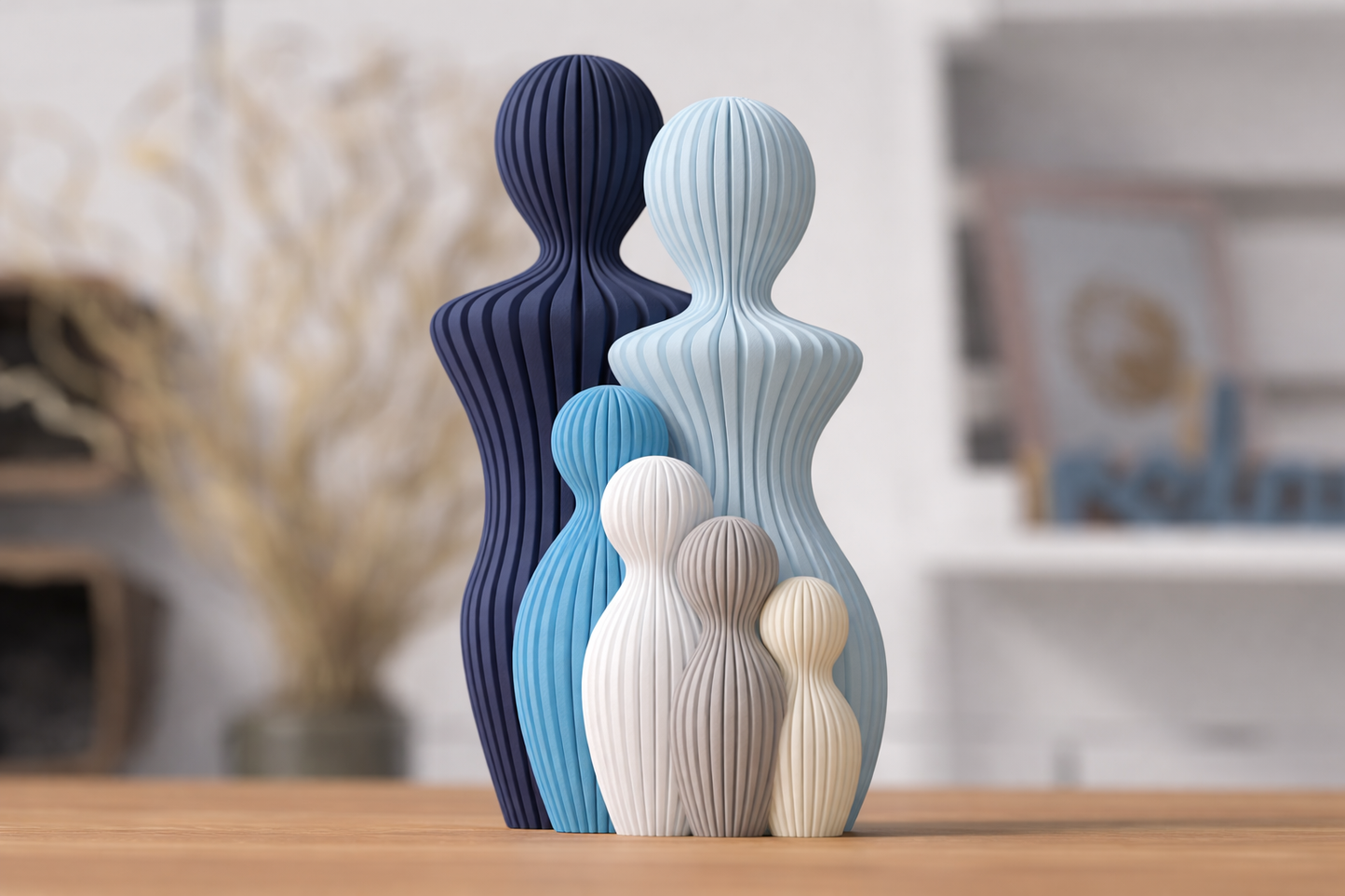 Familjeskulptur med 4 barn