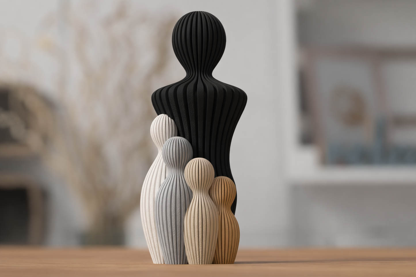 Fars dag-skulptur med 4 barn