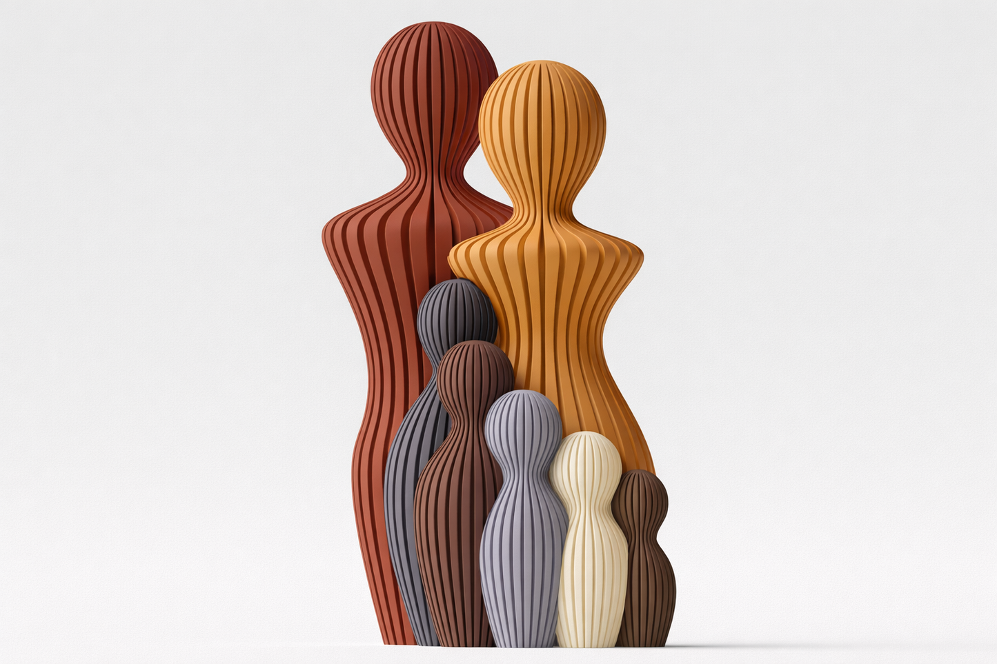 Familjeskulptur med 5 barn