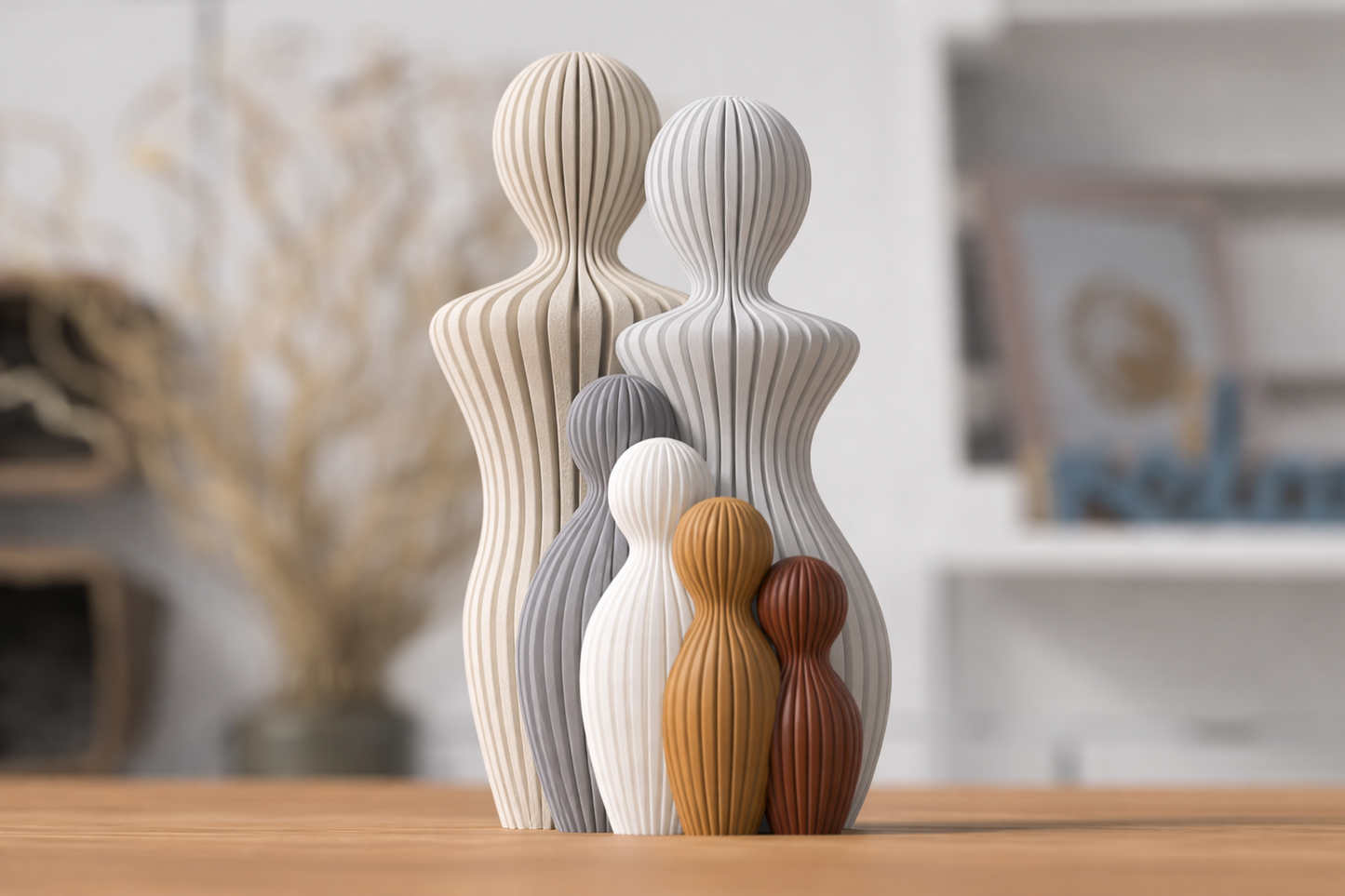 Familjeskulptur med 4 barn