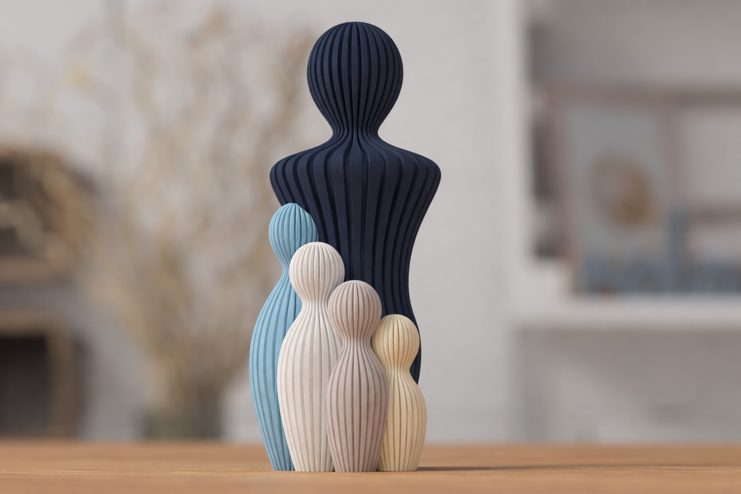 Fars dag-skulptur med 4 barn