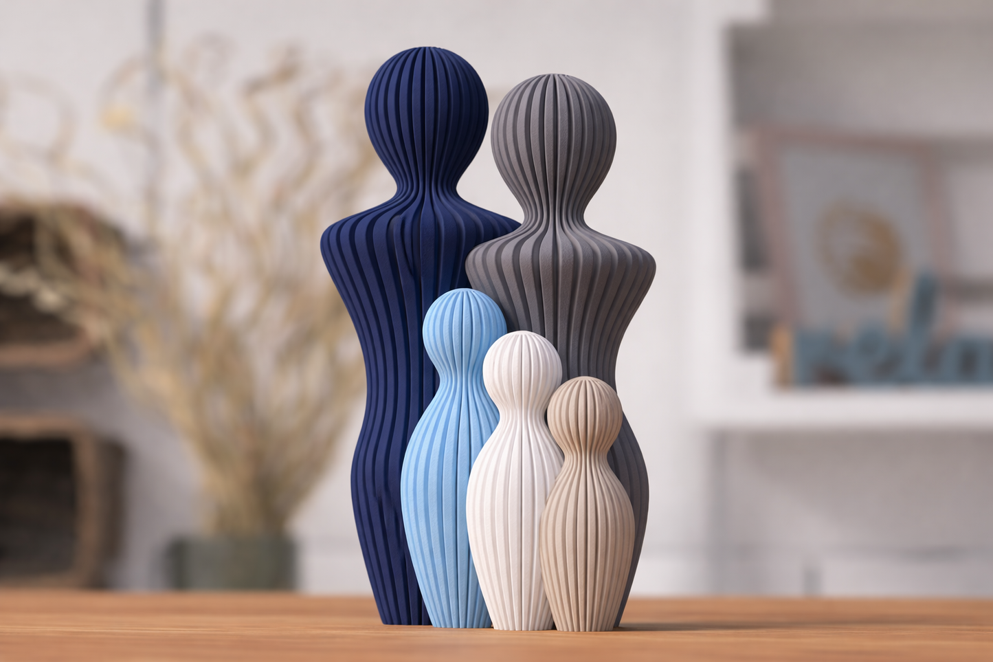 Familjeskulptur med 3 barn