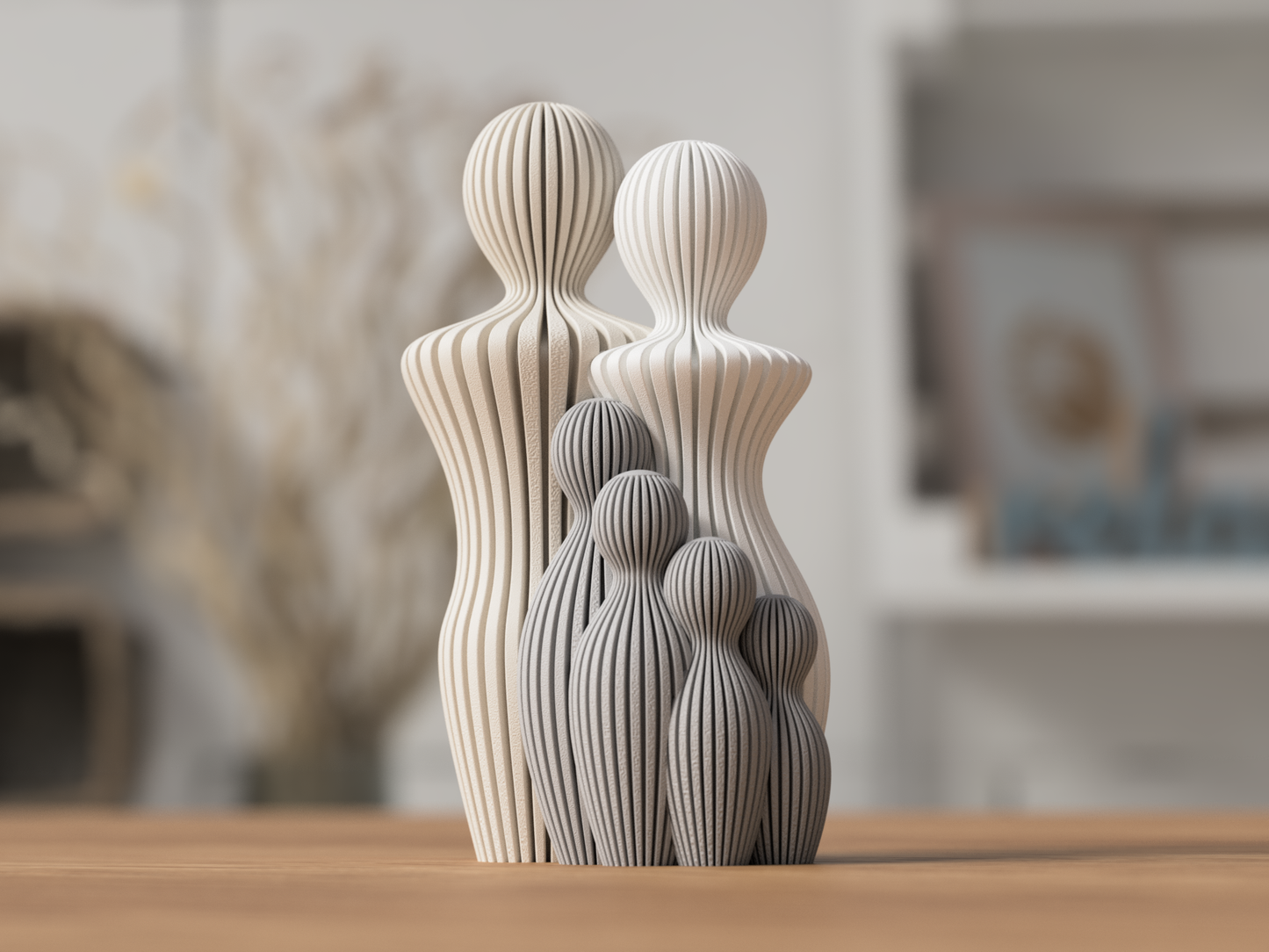 Familjeskulptur med 4 barn