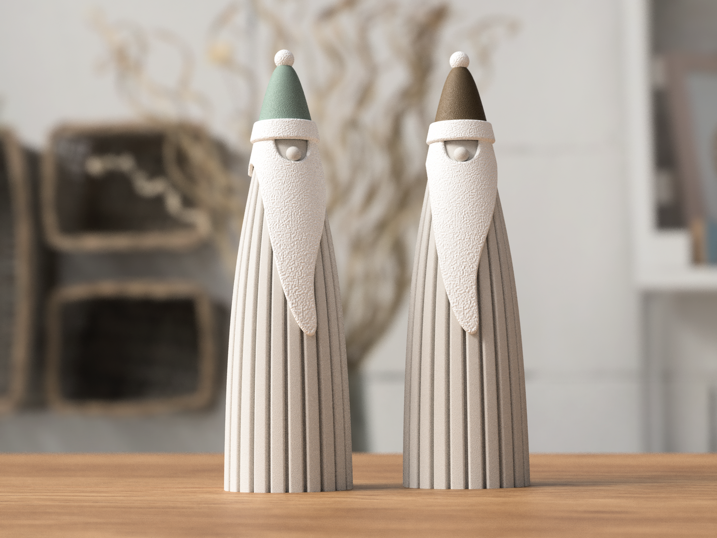 Modern minimalistisk jultomte med ljus